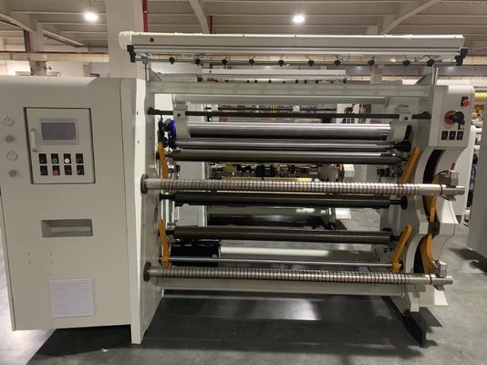 Tiga Motor Thin Film Paper Roll Slitter Aluminium Foil Rewinder Mesin pemotong 1300mm